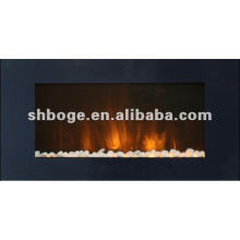 Freestanding electric fireplace with cobblestone